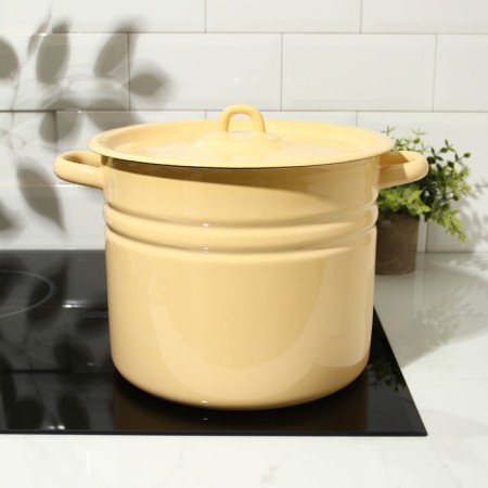 Cylindrical pan, 9 l, induction, without decor, beige color-5