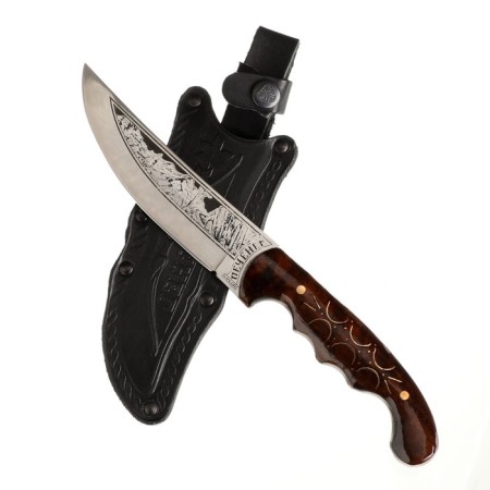 Caucasian knife, tourist "Pecheneg" with scabbard, steel - 40x13, varnished nut, 14 cm-4