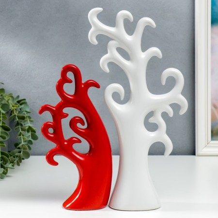 Souvenir ceramics "tree" red-white set 2 pcs 24x10 32x15 cm-3