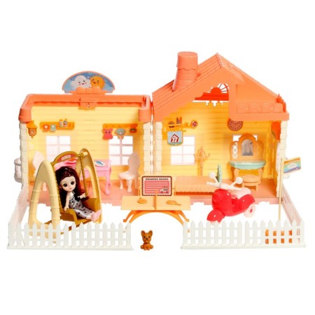 House for dolls "Cottage" with a doll and accessories-1