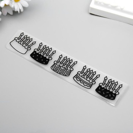 Embosing stencil plastic "Festive cakes" 3x15 cm-1