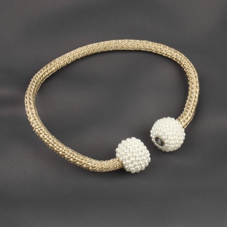 Picking for curtains "Balls from beads", d = 3 × 40 cm, white/beige color-1