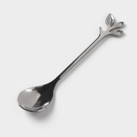 Coffee pair of ceramic “silver”, 3 objects: a cup 200 ml, a saucer d = 14 cm, spoon h = 12.5 cm, silver color-3