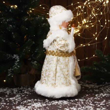 Snow Maiden "In a fur coat with an ornament" moves, with backlight, 40x20 cm, gold-4