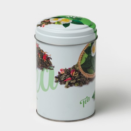 Bank for bulk products "Scandy Green Tea", 1.1 L, D = 9.9 cm, h = 14.5 cm, tin, green color-1