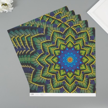 Scrapbooking paper "Flower mandala" density 180 grams set 5 pcs 30.5x32 cm-1