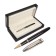 Gift handle, ballpoint "line", in the leatherette case, black/silver case