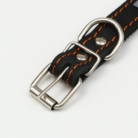 Collar of a leather reflective butterfly on a synthetic winterizer butterfly, 45 x 2 cm, Osh 25-35 cm, black-5
