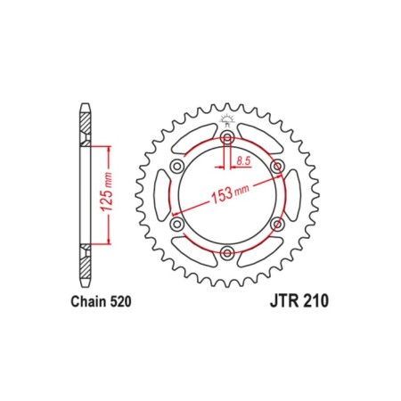 Leader star JT SPROCKETS JTR210-40, circuit 520, 40 teeth