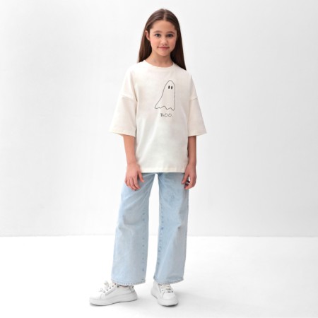 T -shirt Children's Minaku: Exclusive Print, Milk color, height 110 cm-1