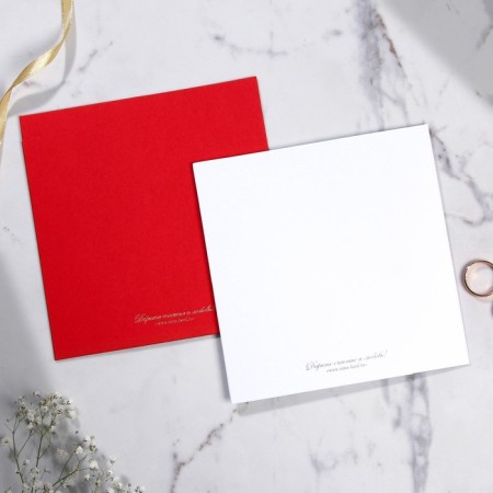Wedding invitation: laser cutting, red color, 15 x 15 cm.-5