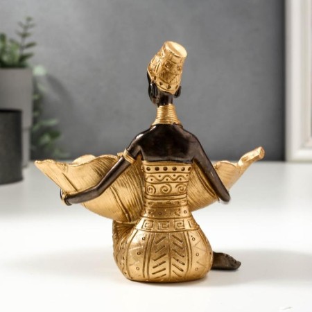 Souvenir Polystone stand "African with a gold sheet" 14x14.8x9.5 cm-3