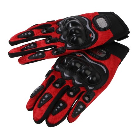 Motorcycle gloves with protective inserts, pair, size XL, red-3