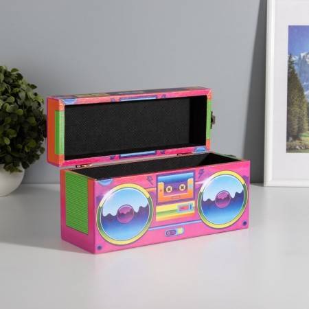 Casket wood to the leatherette "A acidic tape recorder" 25x9x14 cm-2