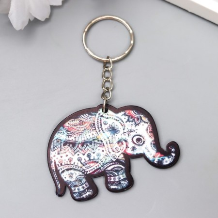 Acryl keychain "Elephant painted by henna" 3x5 cm