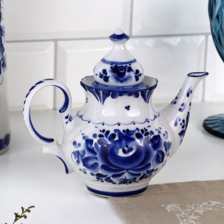 Custard kettle "Bud", small, 18x14.5x9.5 cm gzhel