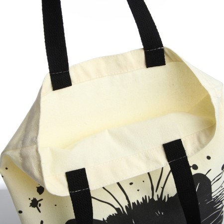Bag Schoper without fastening, from textiles, beige color-2