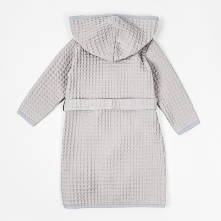 Халат детский с капюшоном Amarobaby Waffle, рост 122-128 см, цвет серый-12