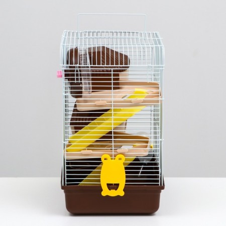 A cage for rodents "Pigger", a three -story with a filling of 31 x 24 x 40 cm, brown-2
