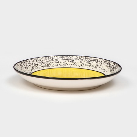 Ceramic plate "Persia", 19 cm, flat, yellow, 1 variety, Iran-1