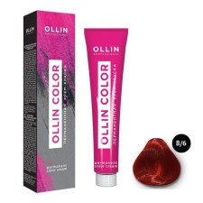 Cream-color hair Permanent Ollin Professional Color, tone 8/6 light-brown red, 100 ml