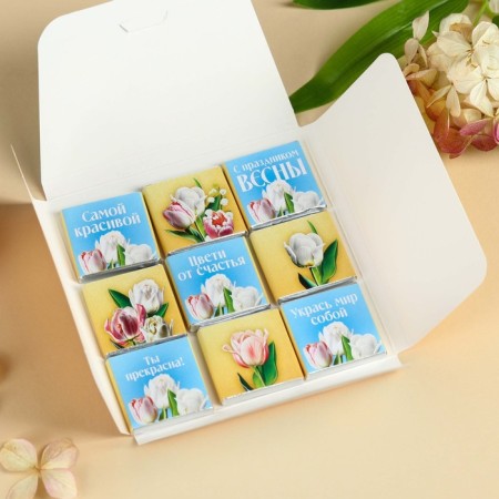 Milk chocolate “March 8” Blue, 45 g (9 pcs x 5 g).-2