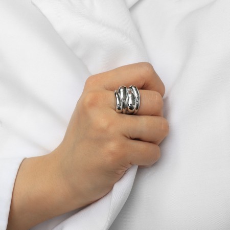 Ring Metal "Trend" drops, color silver, size 17-4