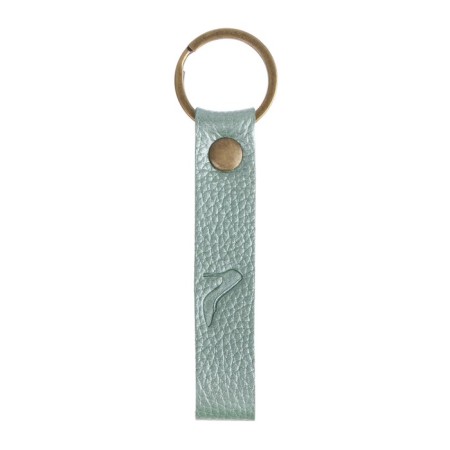 Leather keychain for a car key, strap, genuine leather, light green, heel-2