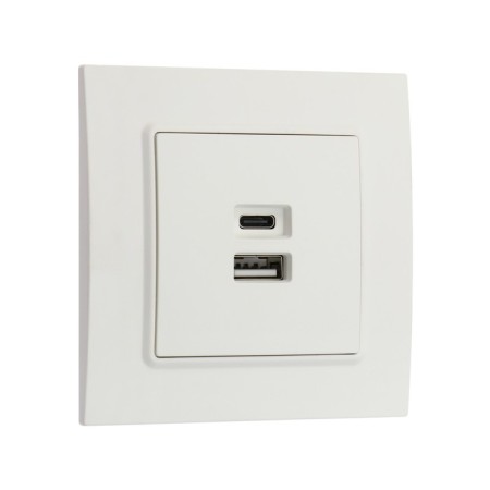Socket with USB-A + usb-C connectors, 2.1 A, 5V, TOT ELEAGANT, hidden, white-1