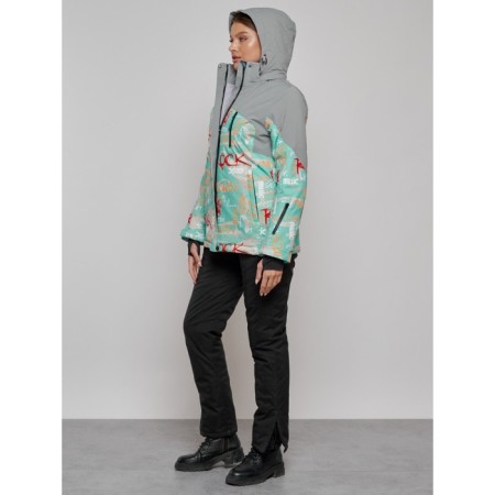 Ski jacket female winter, size 50, turquoise color-19