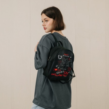 Backpack School Textile Aesthetic, 27x10x23 cm-11