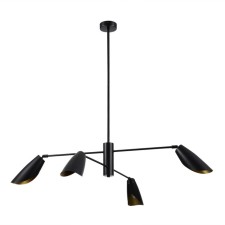 Suspended EVOLUCE lamp. Sle1254-403-04. Alton. 4x60 watts, E14, 127.5x127.5x108.1 cm, black color