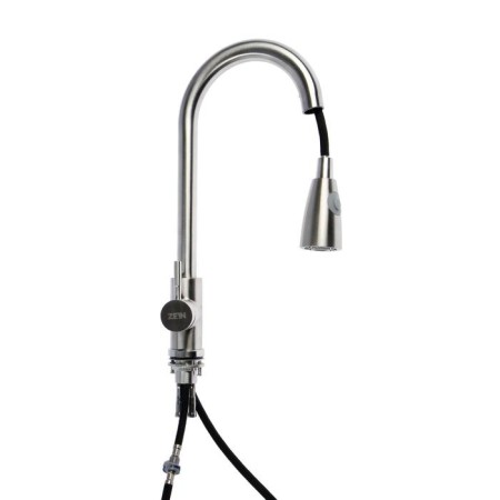 Kitchen mixer Zein Z1752, stainless steel, with a sliding watering can, 2 modes, color satin-3