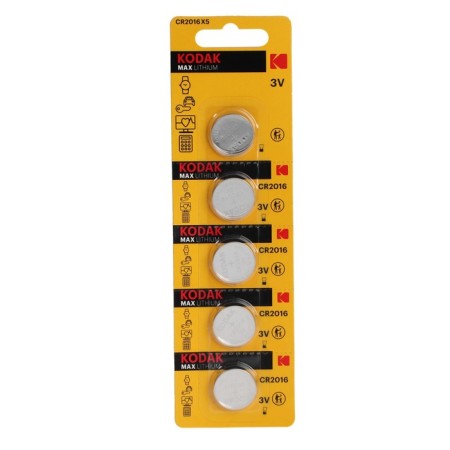 Battery Lithuanian Kodak, CR2016-5BL, 3V, blister, 5 pcs.