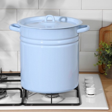 Pan, 12 l, metal cover, induction, gray-blue color-3