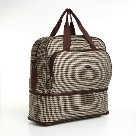 Board Road on a zipper, with an increase, an external pocket, a suitcase holder, a long belt, a beige/brown color-2