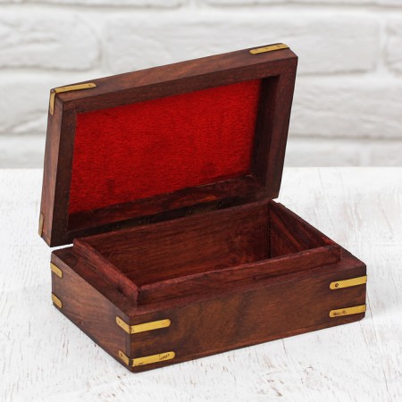 Casket "petals" wood 15x10x6 cm-1