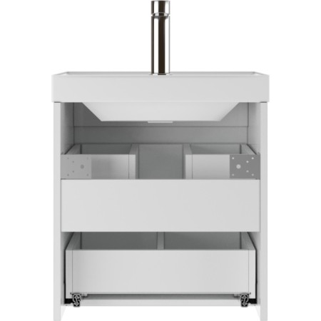 Graffo domino cabinet under the Classica 50 sink, white gloss, suspended, with 2 upper boxes-3