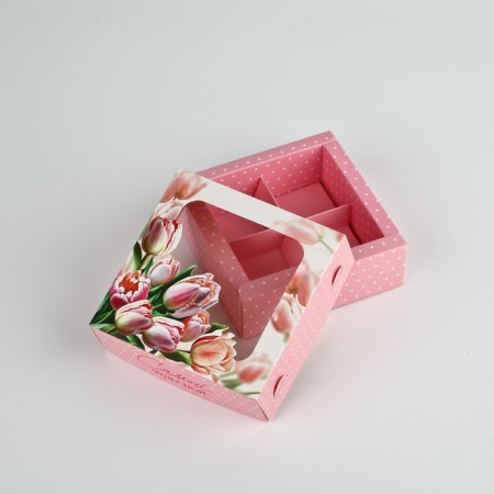 Box for sweets "Tender tulips", 10.5 x 10.5 x 3.5 cm-1
