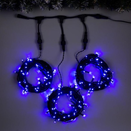 Garland "Clip-Light" 3 threads of 10 m, IP44, UMS, dark thread, 198 LED, glow blue, 8 modes, 24 V