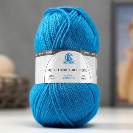 Yarn "Argentinean wool" 100% imported p/t wool 200m/100g (024 turquoise)