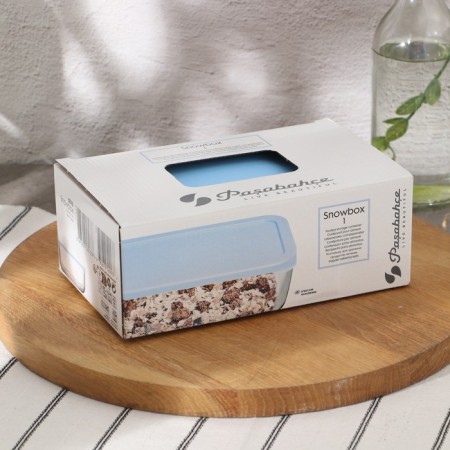 Glass container Snow Box, 1200 ml, with a lid, blue color-4