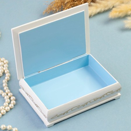 Casket "Angel with kittens", white, 10 × 14 cm, lacquer miniature-1