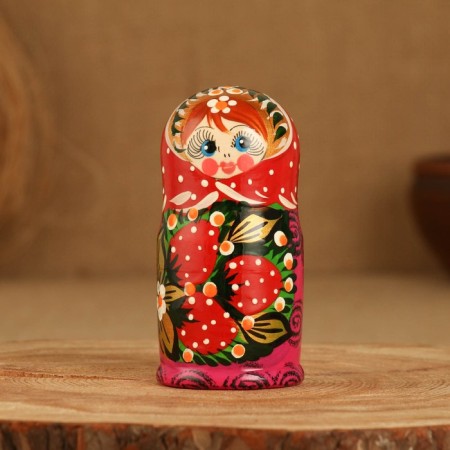 Matryoshka 3 puppet "Katya" berries, 11cm, manual painting.-2