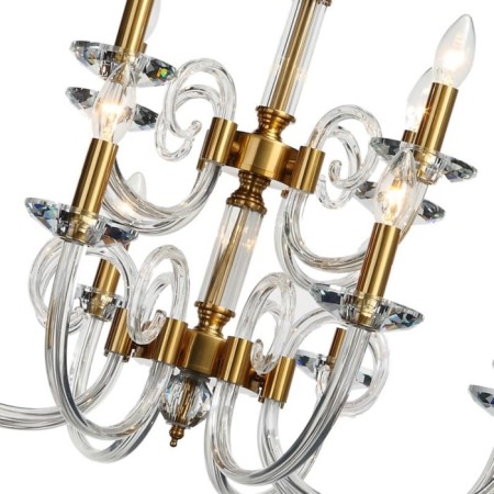 Crystal Crystal Chandelier Glass 12XE14 40W, size 75x75x79-115 cm, bronze color-2