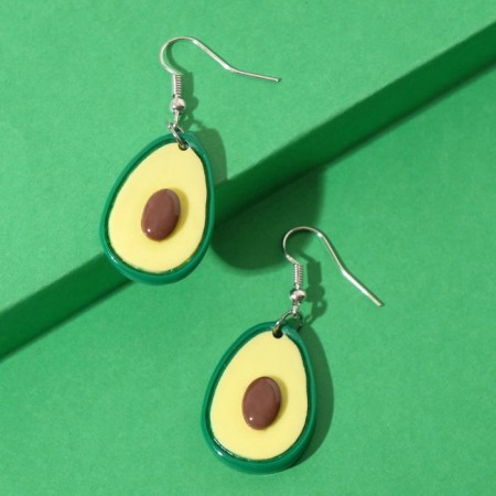 Avocado plastic earrings are large, the color is green-brown-1