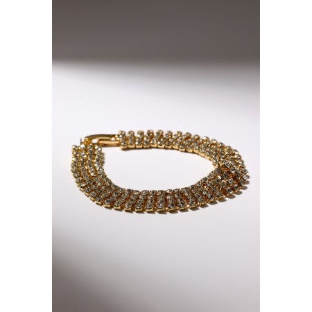 Bracelet with rhinestones "shine" four rows, white color in gold, 18 cm-1