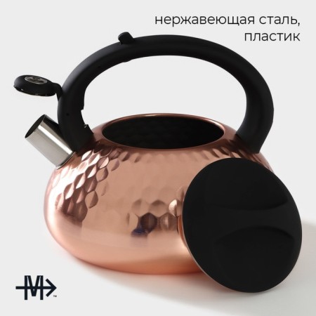A kettle with a stainless steel stainless steel Magistro Glow, 3 L, Induction, Soft-Touch handle, Bronze color-1