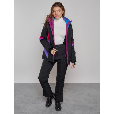 Ski jacket female winter, size 46, black color-17