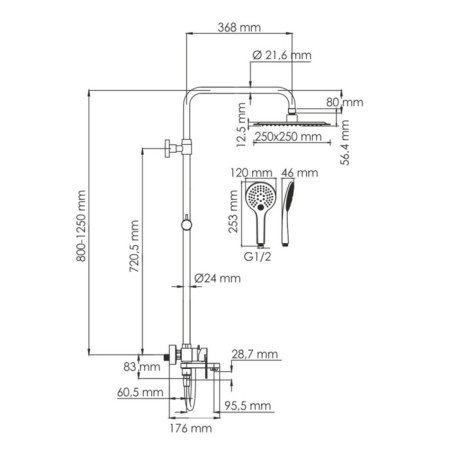 Soul system Wasserkraft A185.254.155.wm, tropical shower, shower, white-5